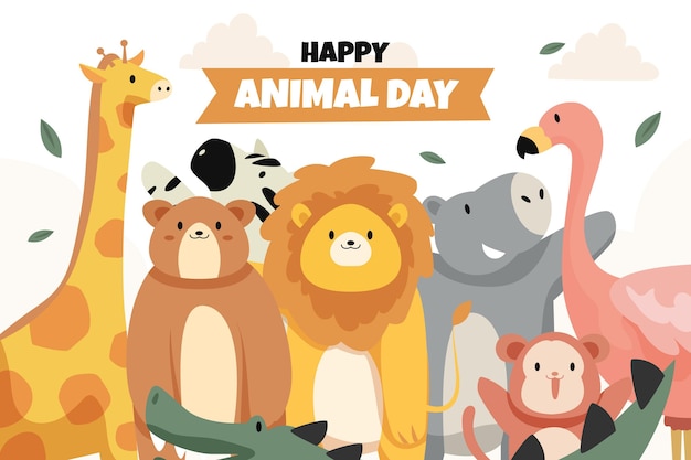 Flat world animal day background