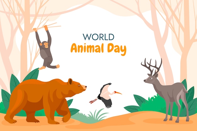 Flat world animal day background