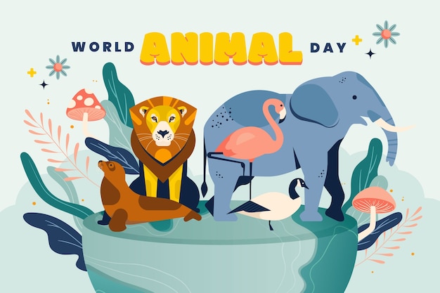 Free Vector flat world animal day background