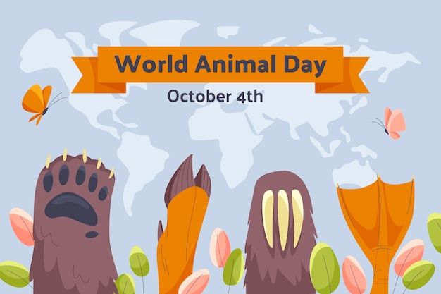 Flat world animal day background