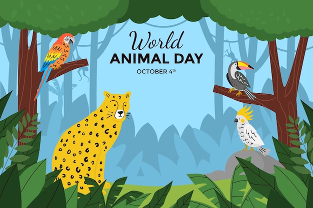 Flat world animal day background