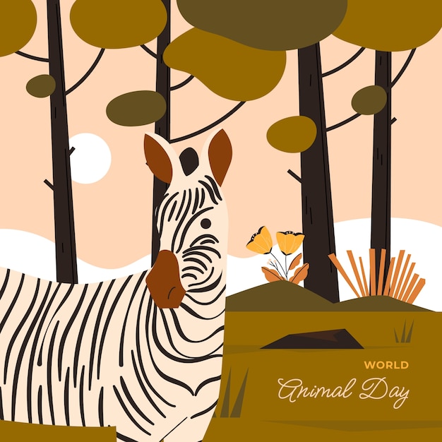 Free Vector flat world animal day illustration