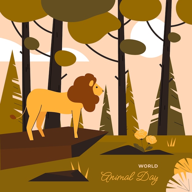 Free Vector flat world animal day illustration