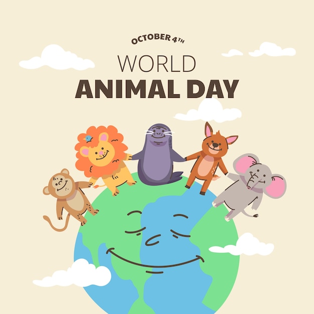 Free Vector flat world animal day illustration