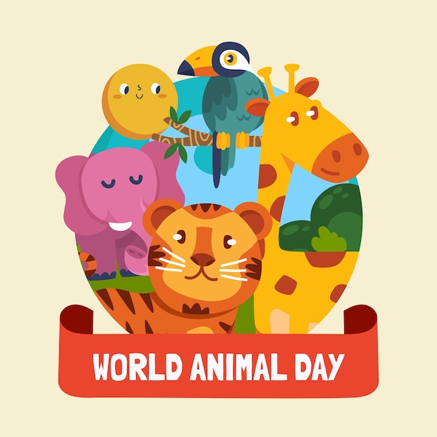 Free Vector flat world animal day illustration