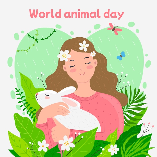 Flat world animal day illustration