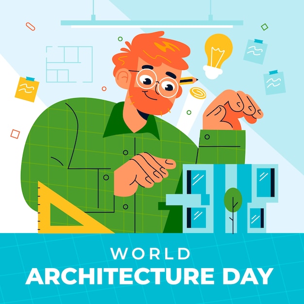 Free Vector flat world architecture day illustration