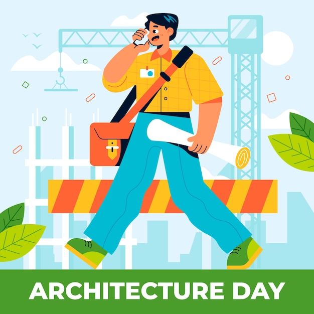 Free Vector flat world architecture day illustration