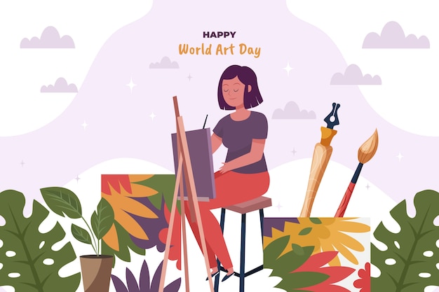 Flat world art day background