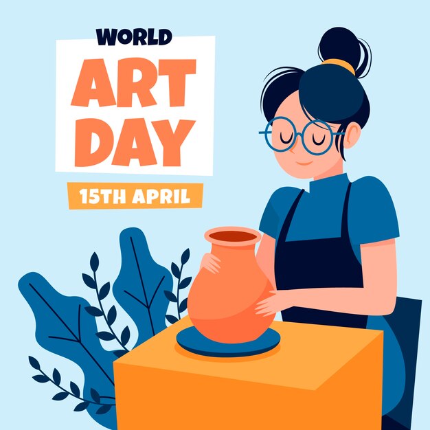 Flat world art day illustration