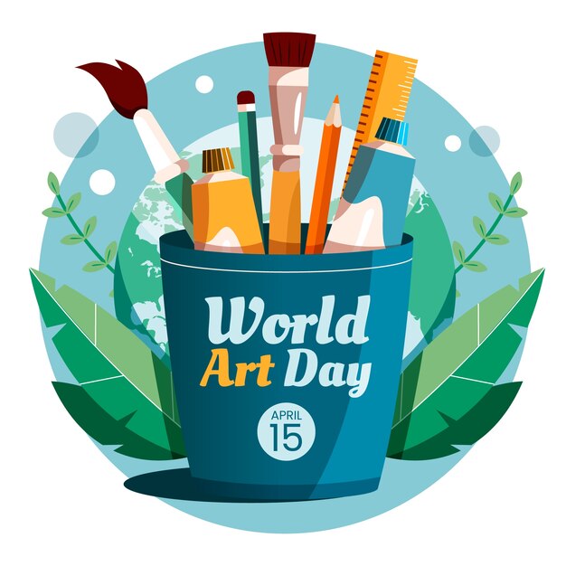 Flat world art day illustration