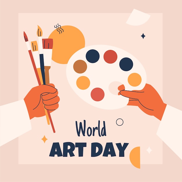 Flat world art day illustration