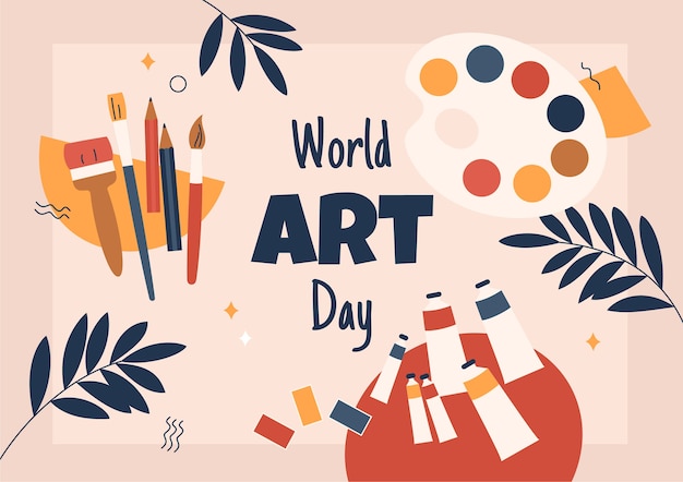 Flat world art day illustration