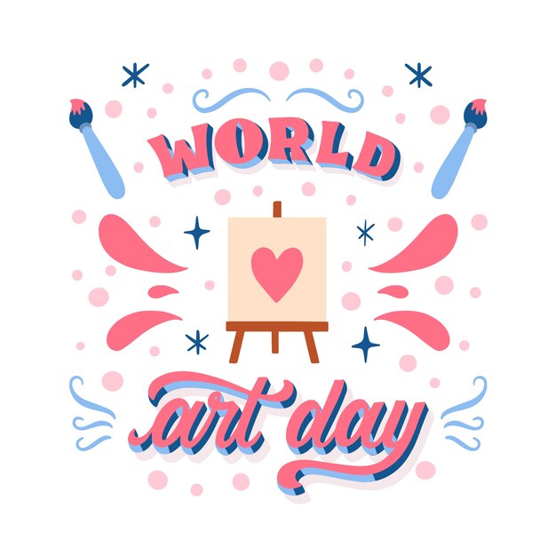 Flat world art day illustration