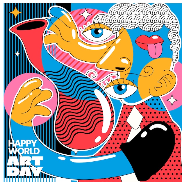 Free Vector flat world art day illustration