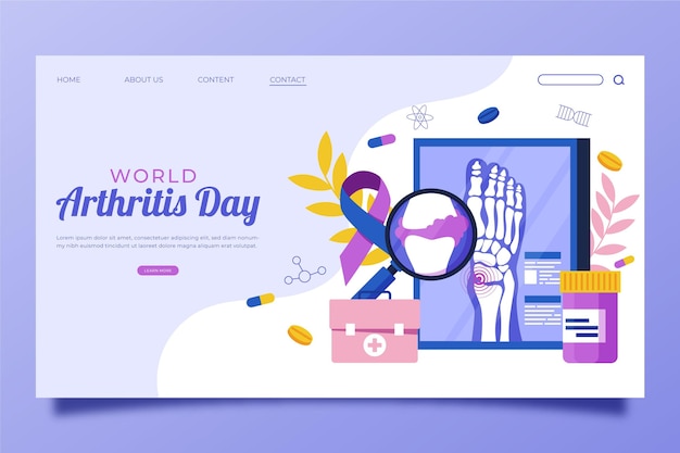 Flat world arthritis day landing page template