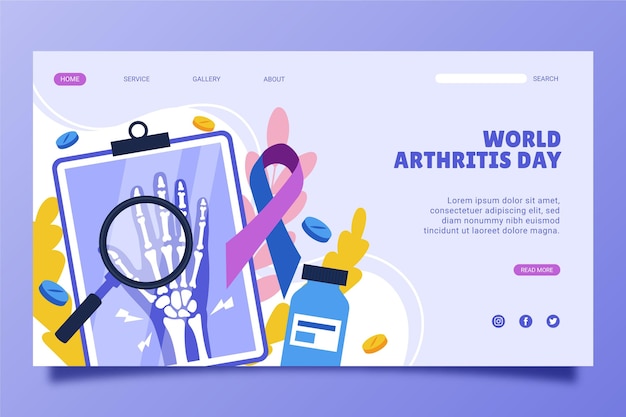 Flat world arthritis day landing page template