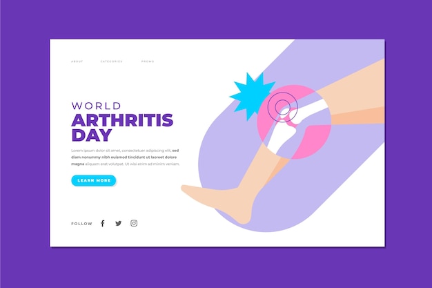 Free Vector flat world arthritis day landing page template