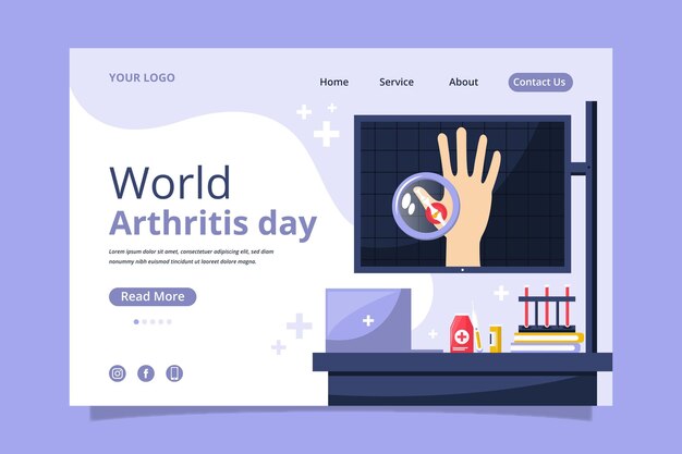 Flat world arthritis day landing page template