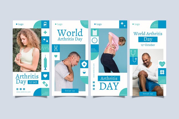 Flat world arthritis day stories collection with photo