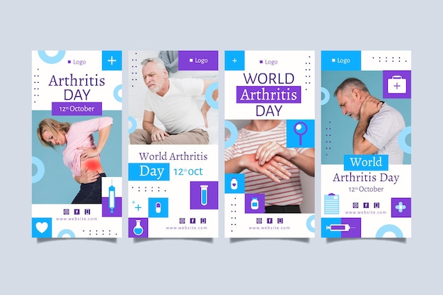 Flat world arthritis day stories collection with photo