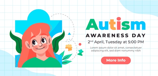 Free Vector flat world autism awareness day horizontal banner template