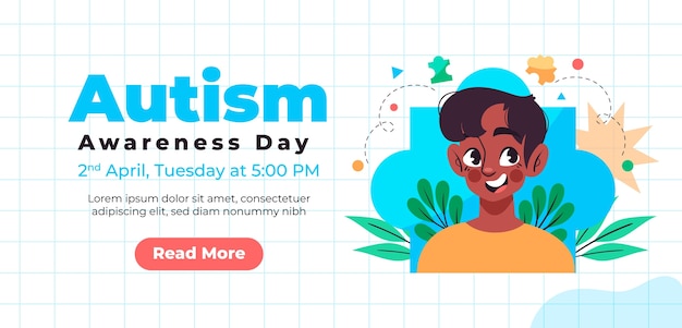 Free Vector flat world autism awareness day horizontal banner template