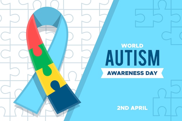 Free Vector flat world autism awareness day illustration with puzzle pieces