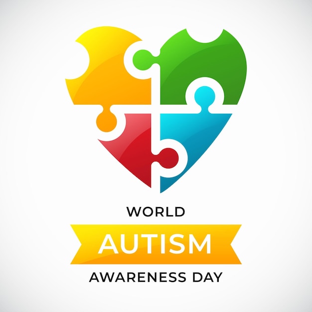 Free Vector flat world autism awareness day illustration with puzzle pieces