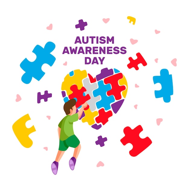 Flat world autism awareness day illustration