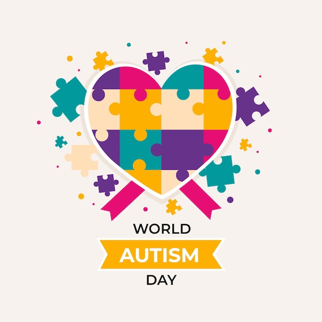 Flat world autism awareness day illustration