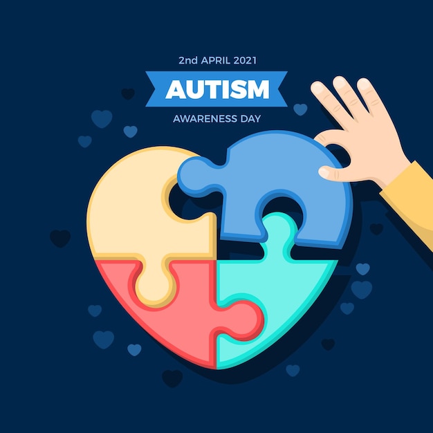 Flat world autism awareness day illustration