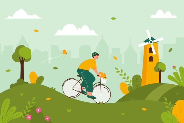 Flat world bicycle day background