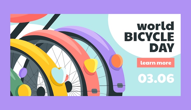 Flat world bicycle day banner template