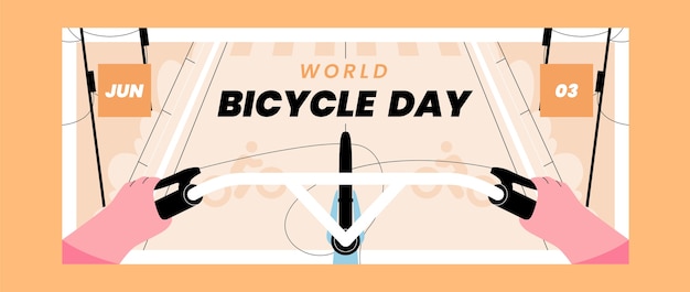 Free Vector flat world bicycle day horizontal banner template