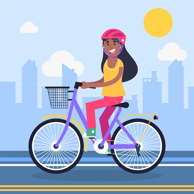 Flat world bicycle day illustration