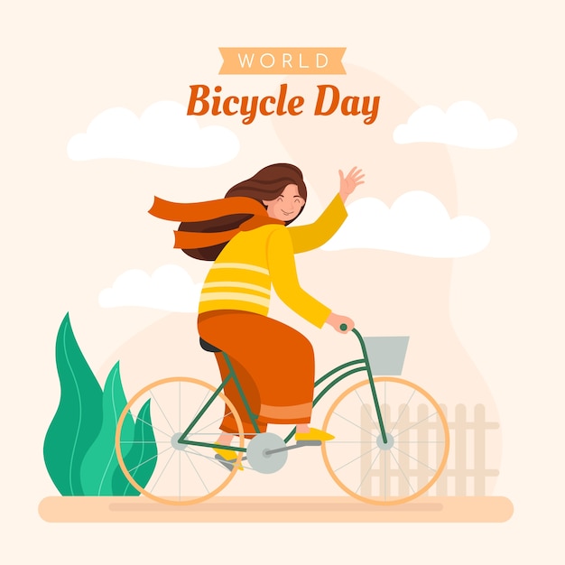 Free Vector flat world bicycle day illustration