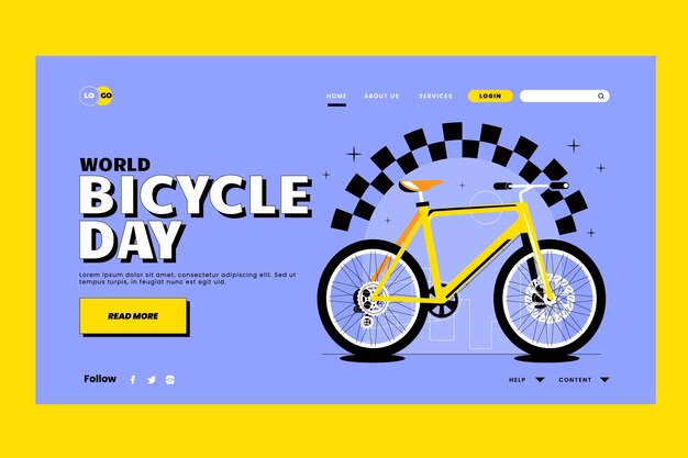 Flat world bicycle day landing page template