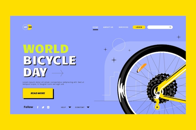 Flat world bicycle day landing page template