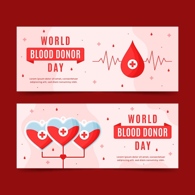 Free Vector flat world blood donor day banners set