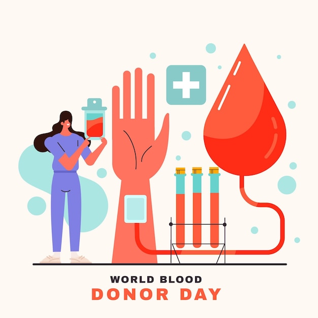 Flat world blood donor day illustration