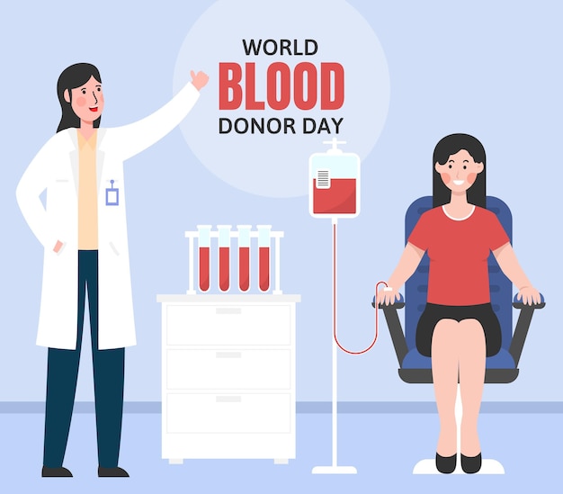 Flat world blood donor day illustration