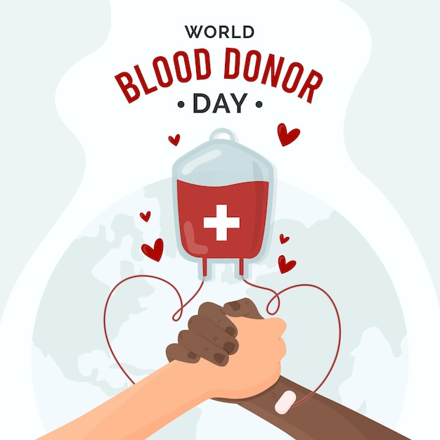 Flat world blood donor day illustration