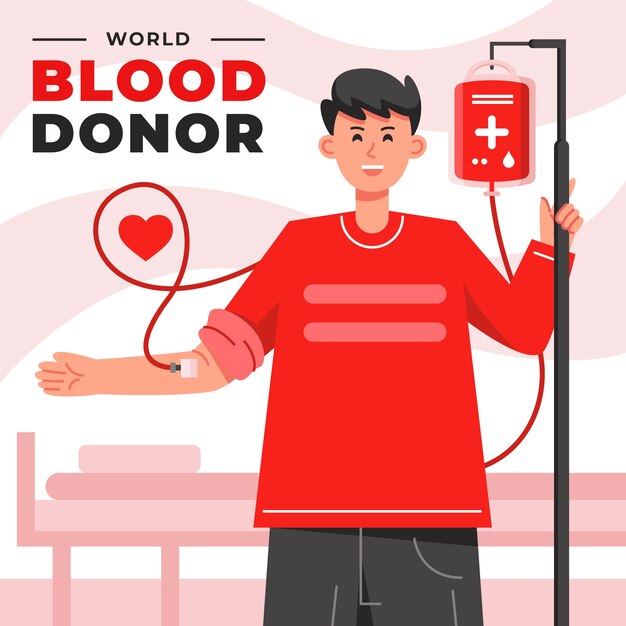 Flat world blood donor day illustration