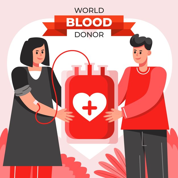 Flat world blood donor day illustration