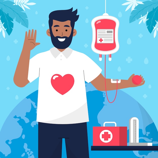 Flat world blood donor day illustration