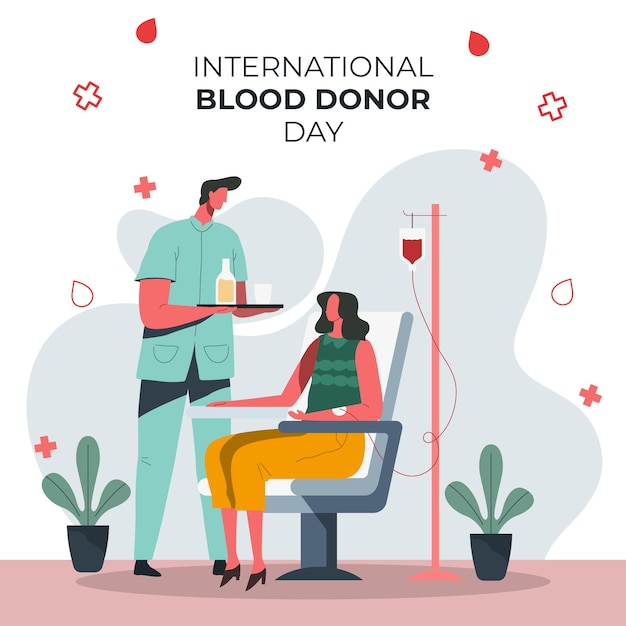 Flat world blood donor day illustration