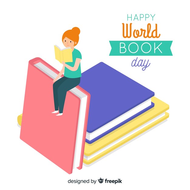 Flat world book day background