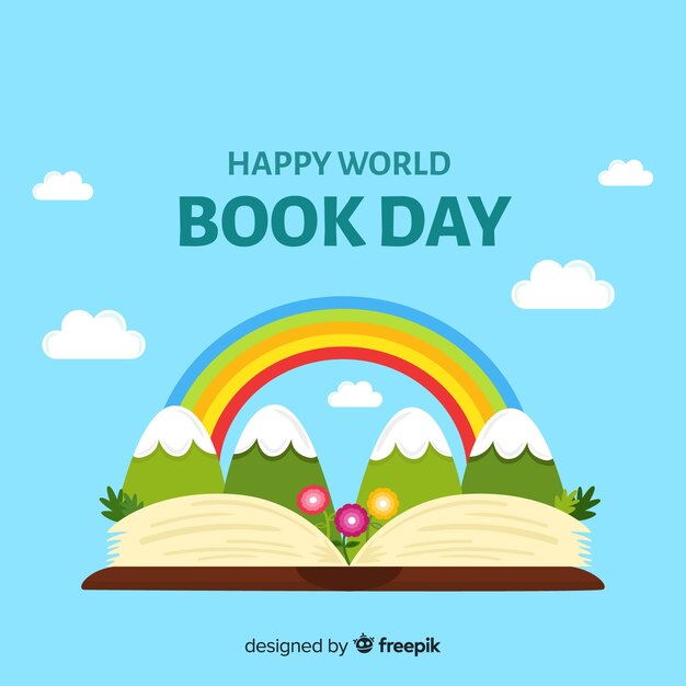 Flat world book day background