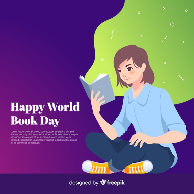 Flat world book day background